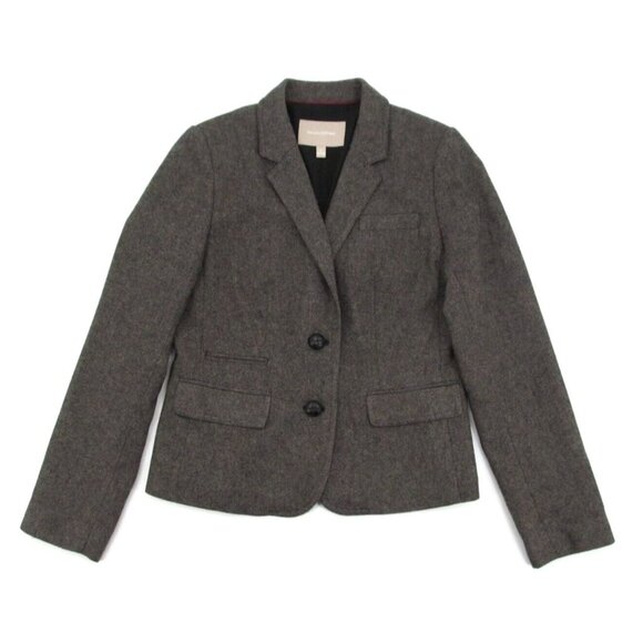 Banana Republic Blazer Jacket Womens Sz 8 Gray Check Wool Lined Two Button Coat - Picture 9 of 16